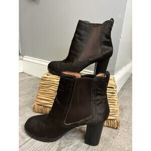 Tommy Bahama Lummi Brown Calf Hair Chelsea Ankle Boots Block Heel Size 9B